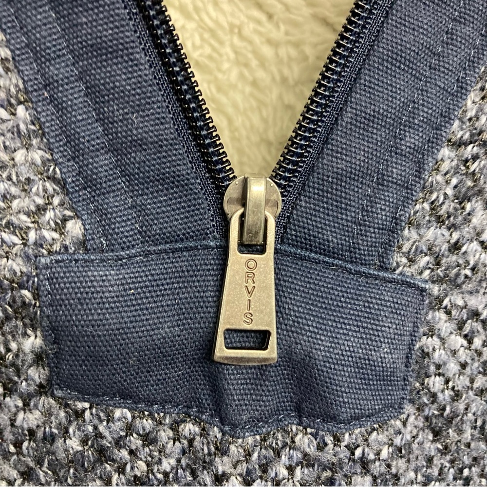 Orvis Heathered Blue Zip-Up Sweater - Picture 3 of 13